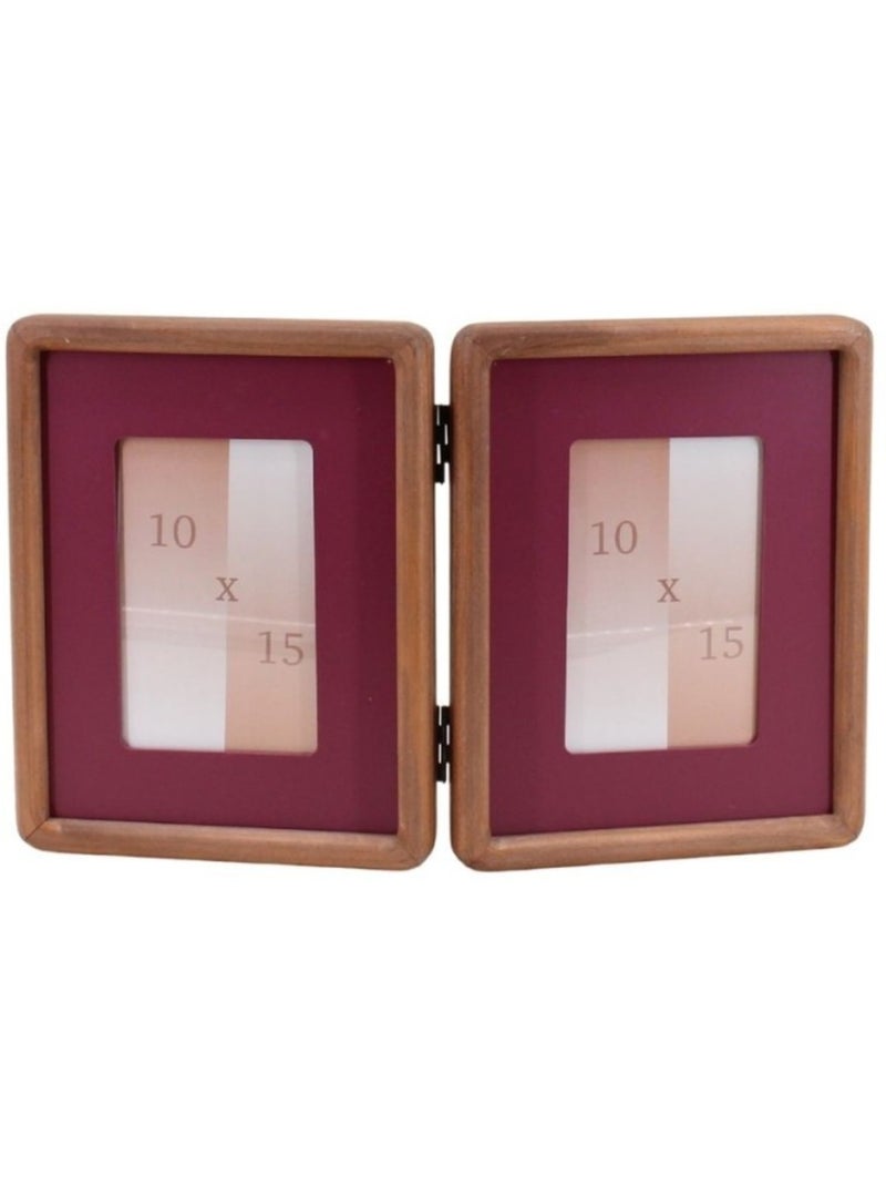Cadre photos 2 vues moulure ronde en bois 10x15cm Beige - Kiabi