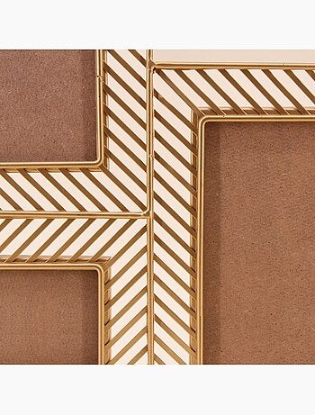 Cadre photos 3 vues en métal doré