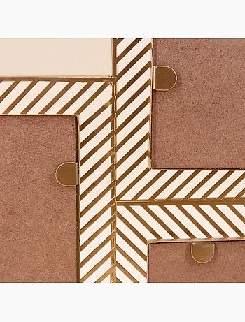 Cadre photos 3 vues en métal doré