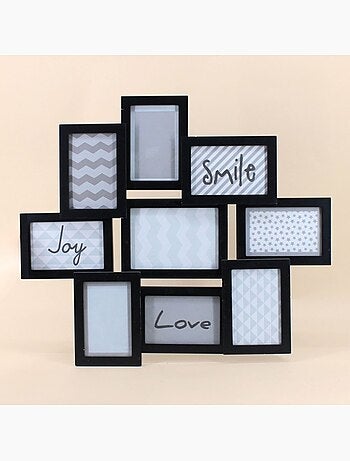 Cadre photos 9 vues noir 56,5x50cm