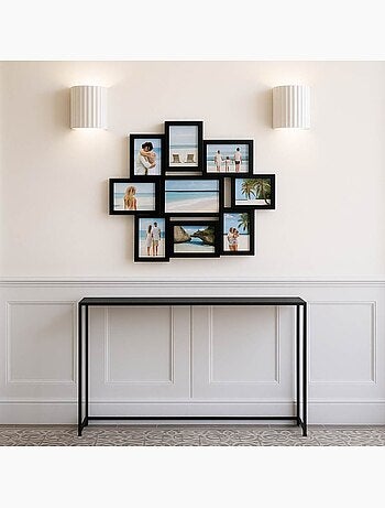 Cadre photos 9 vues noir 56,5x50cm