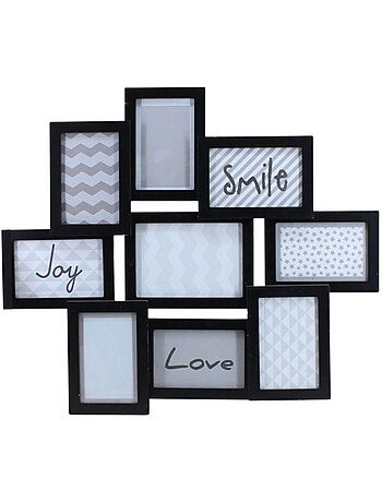 Cadre photos 9 vues noir 56,5x50cm