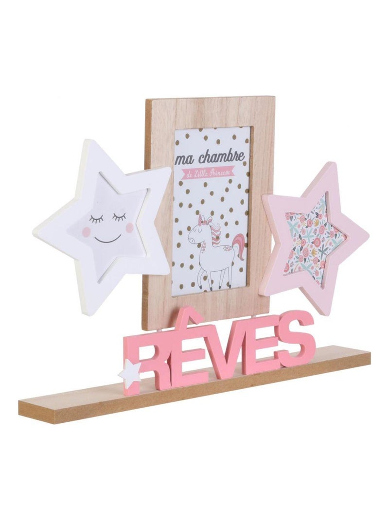 Cadre photos à poser Pêle-mêle 3 vues étoiles Fille Rêves 38x25 cm Multicolore - Kiabi