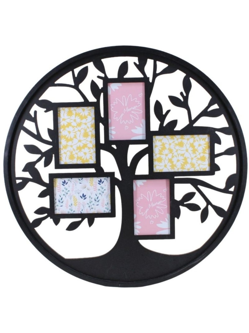Cadre photos noir 5 vues rond arbre de vie 60cm Noir - Kiabi