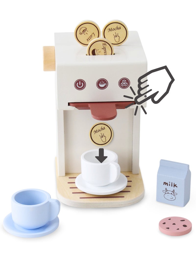 Cafetiere bois enfant 14x13cm machine capsules tasses gâteau jouet mamabrum N/A - Kiabi