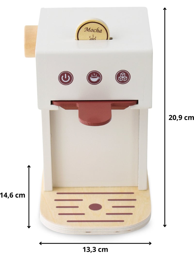 Cafetiere bois enfant 14x13cm machine capsules tasses gâteau jouet mamabrum N/A - Kiabi