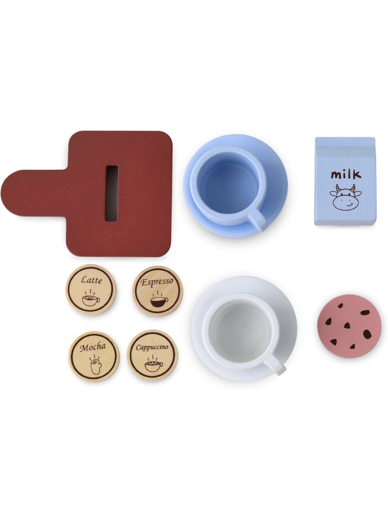 Cafetiere bois enfant 14x13cm machine capsules tasses gâteau jouet mamabrum N/A - Kiabi