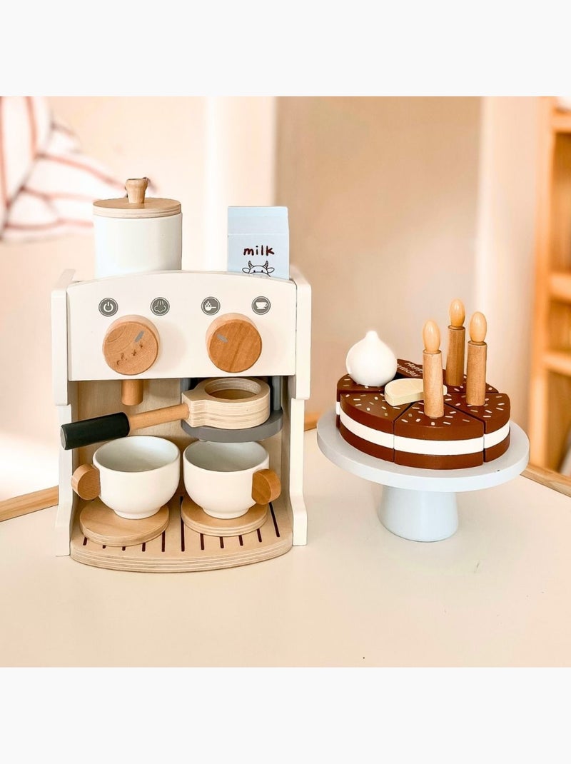 Cafetiere et theiere bois enfant 16x9cm coffee shop accessoires mamabrum N/A - Kiabi