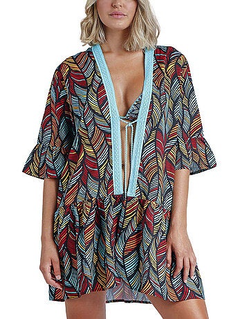 Caftan de plage Ethnic Feathers