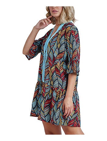 Caftan de plage Ethnic Feathers