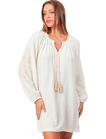 Caftan de plage manches longues embroidery and cords