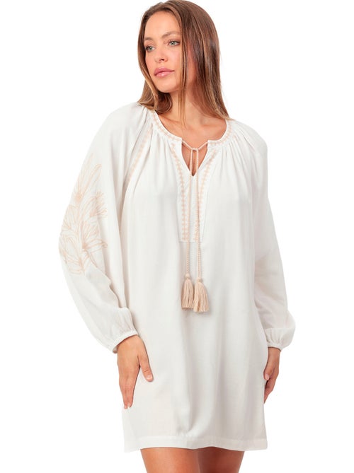 Caftan de plage manches longues Embroidery And Cords - Kiabi