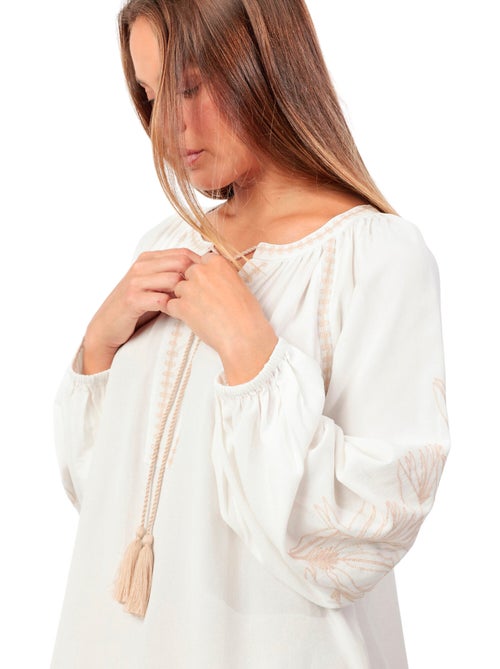Caftan de plage manches longues Embroidery And Cords - Kiabi