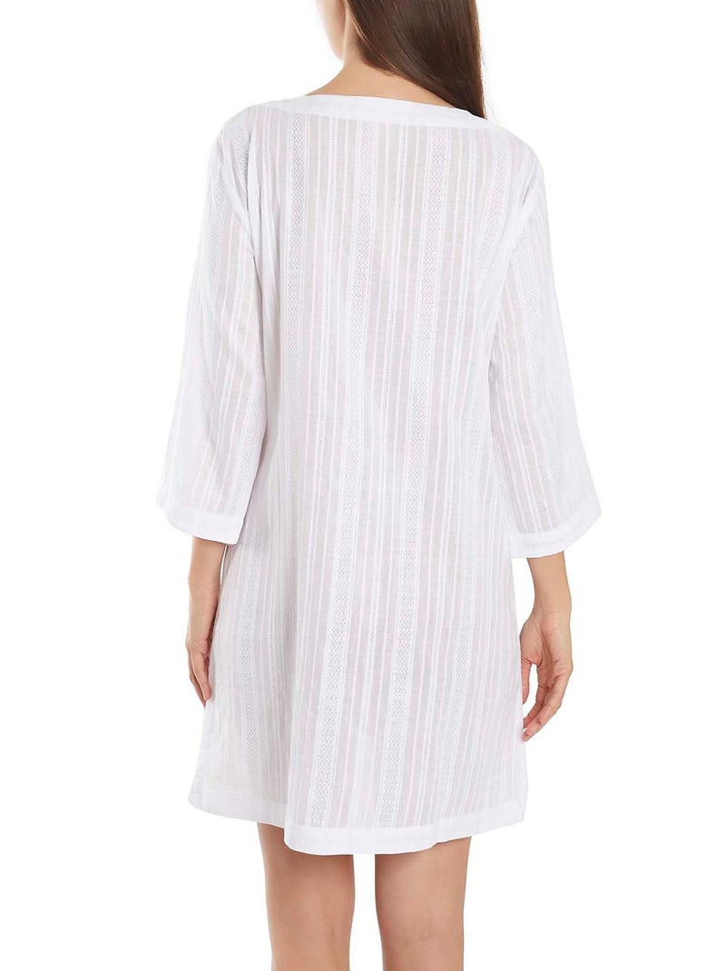 Caftan de plage perles manches trois-quarts Blanc - Kiabi