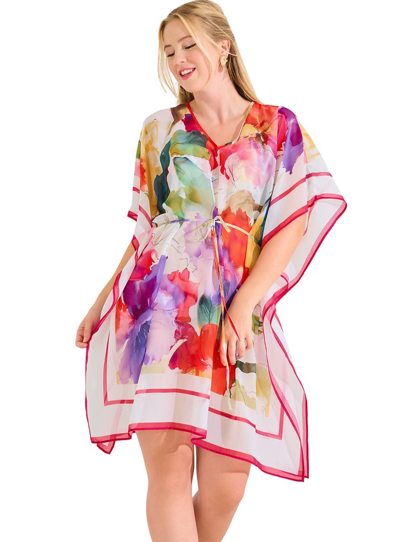 Caftan de plage ROMA Blanc Multicolore - Kiabi