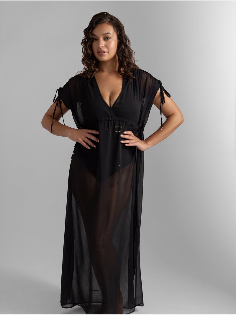Caftan de Plage Sabrina Noir Noir - Kiabi