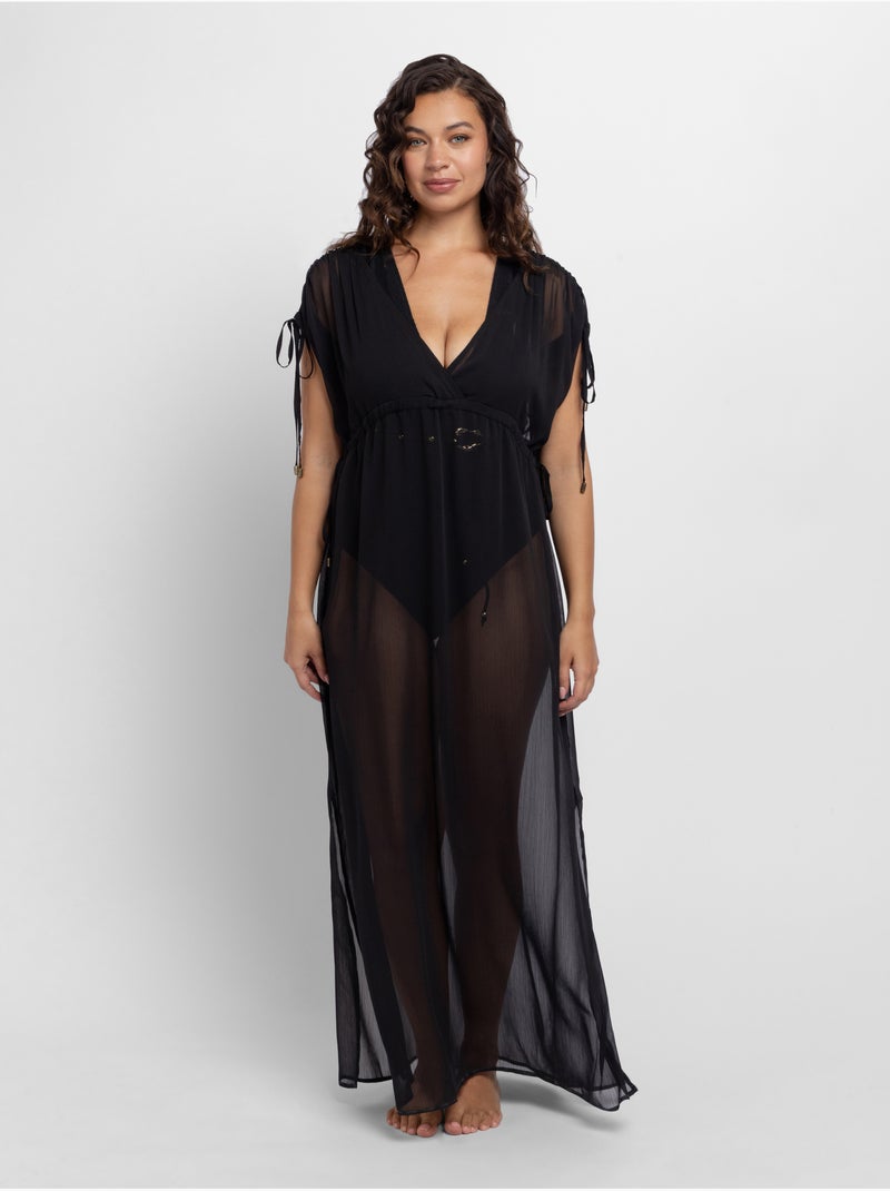 Caftan de Plage Sabrina Noir Noir - Kiabi