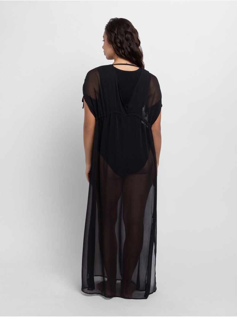 Caftan de Plage Sabrina Noir Noir - Kiabi