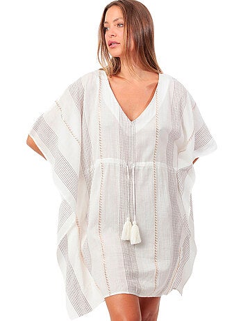Caftan de plage Stripes Blanco