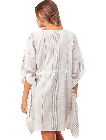 Caftan de plage Stripes Blanco