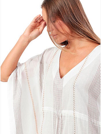 Caftan de plage Stripes Blanco