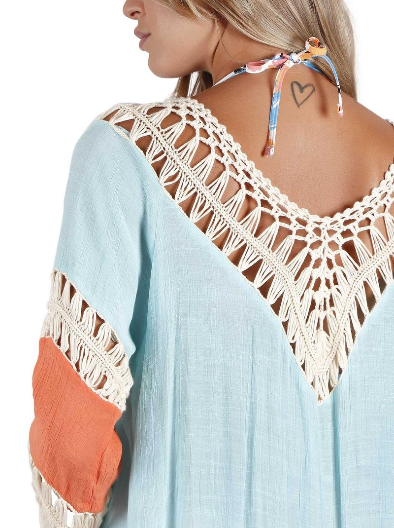 Caftan de plage Summer Memoirs Bleu turquoise - Kiabi