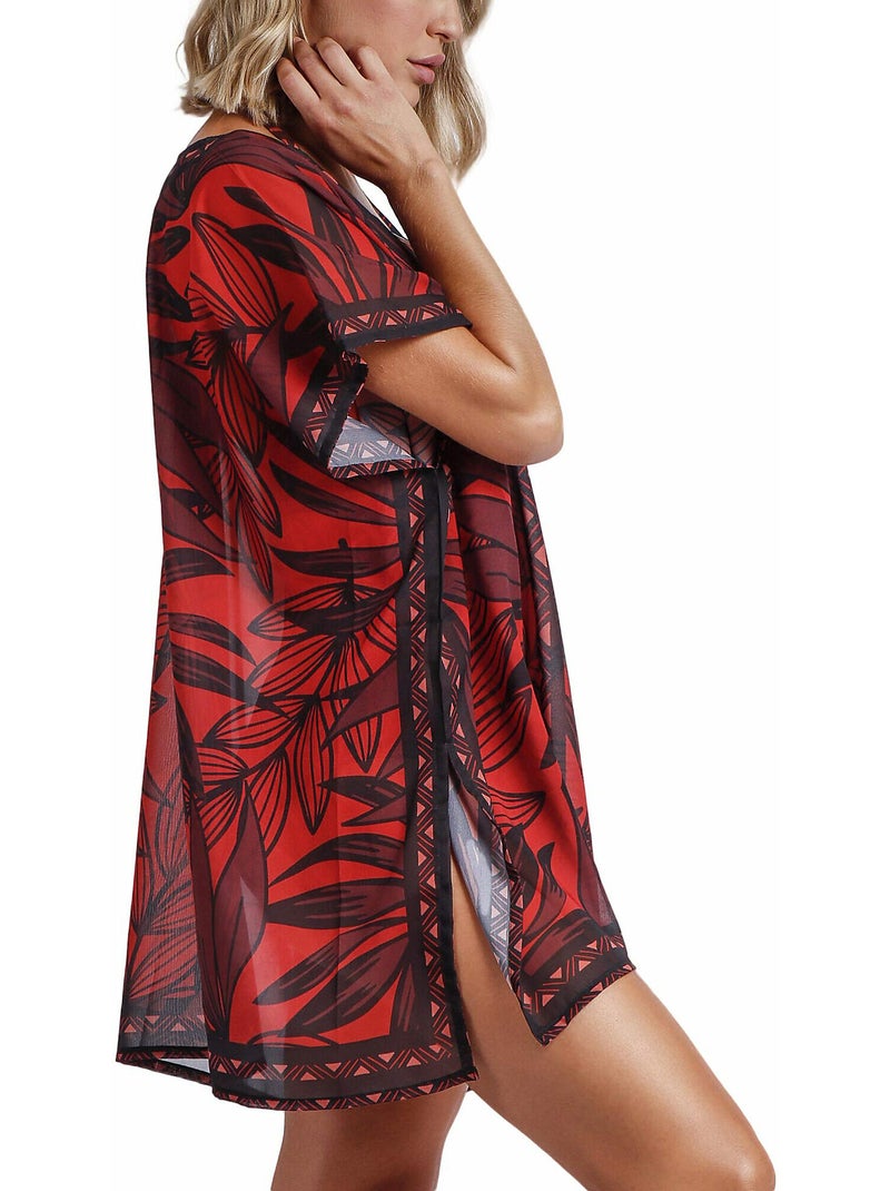 Caftan de plage Sunset Palm Marron - Kiabi