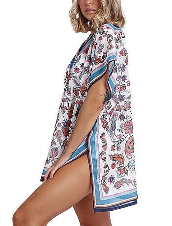 Caftan de plage White Paisley