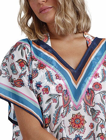 Caftan de plage White Paisley