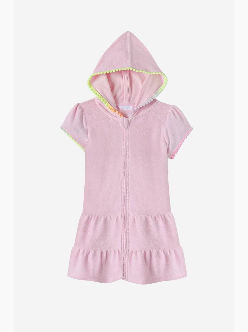 Caftan en éponge manches courtes pompons sweet penti Rose - Kiabi