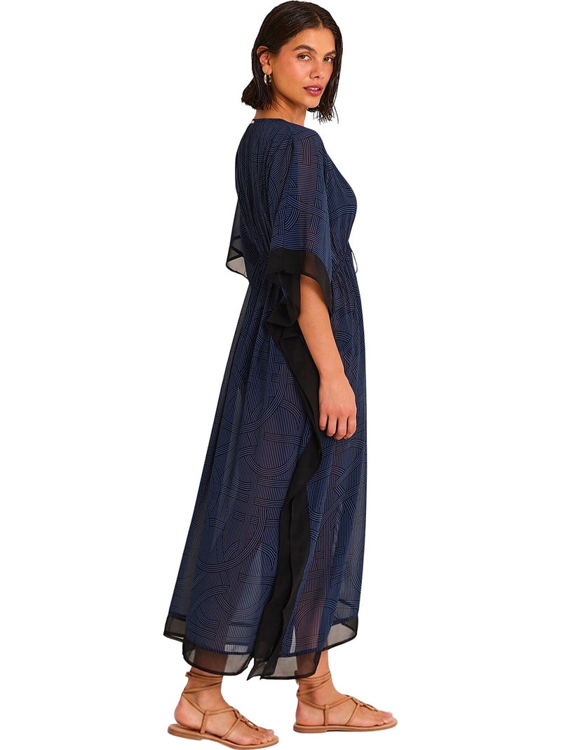 Caftan long de plage REVERIE Bleu marine - Kiabi