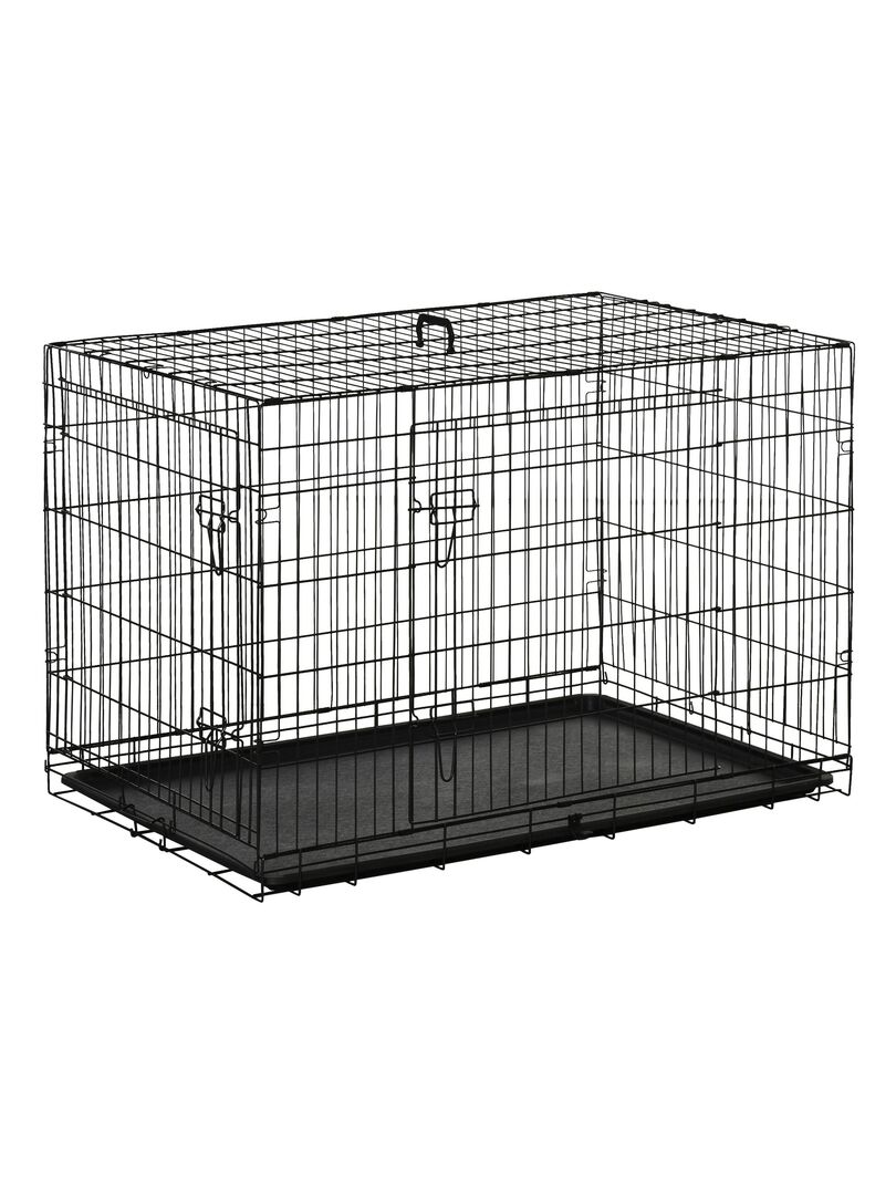 Cage Caisse De Transport Pliante Pour Chien X X Cm M Tal Noir Noir Kiabi