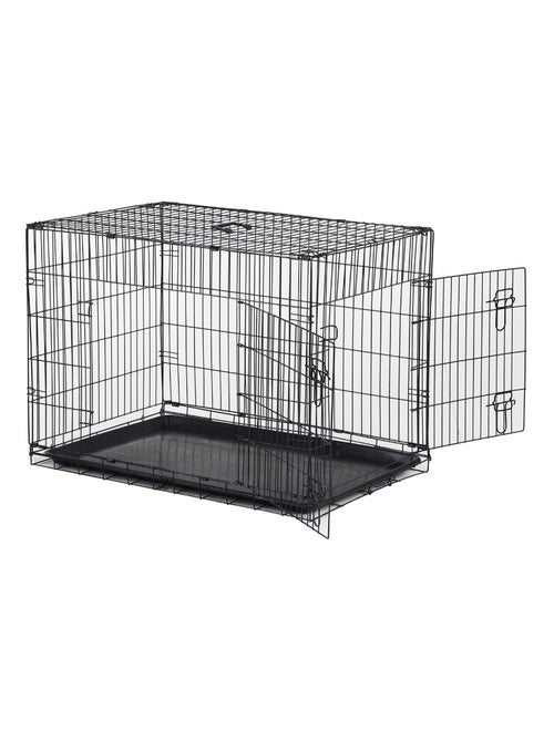 Cage caisse de transport pliante pour chien en métal noir 91 x 61 x 67 cm - Pawhut - Kiabi