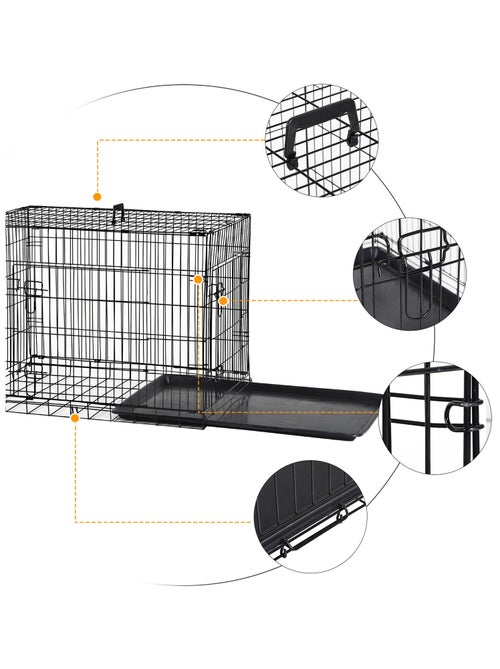 Cage caisse de transport pliante pour chien en métal noir 91 x 61 x 67 cm - Pawhut - Kiabi