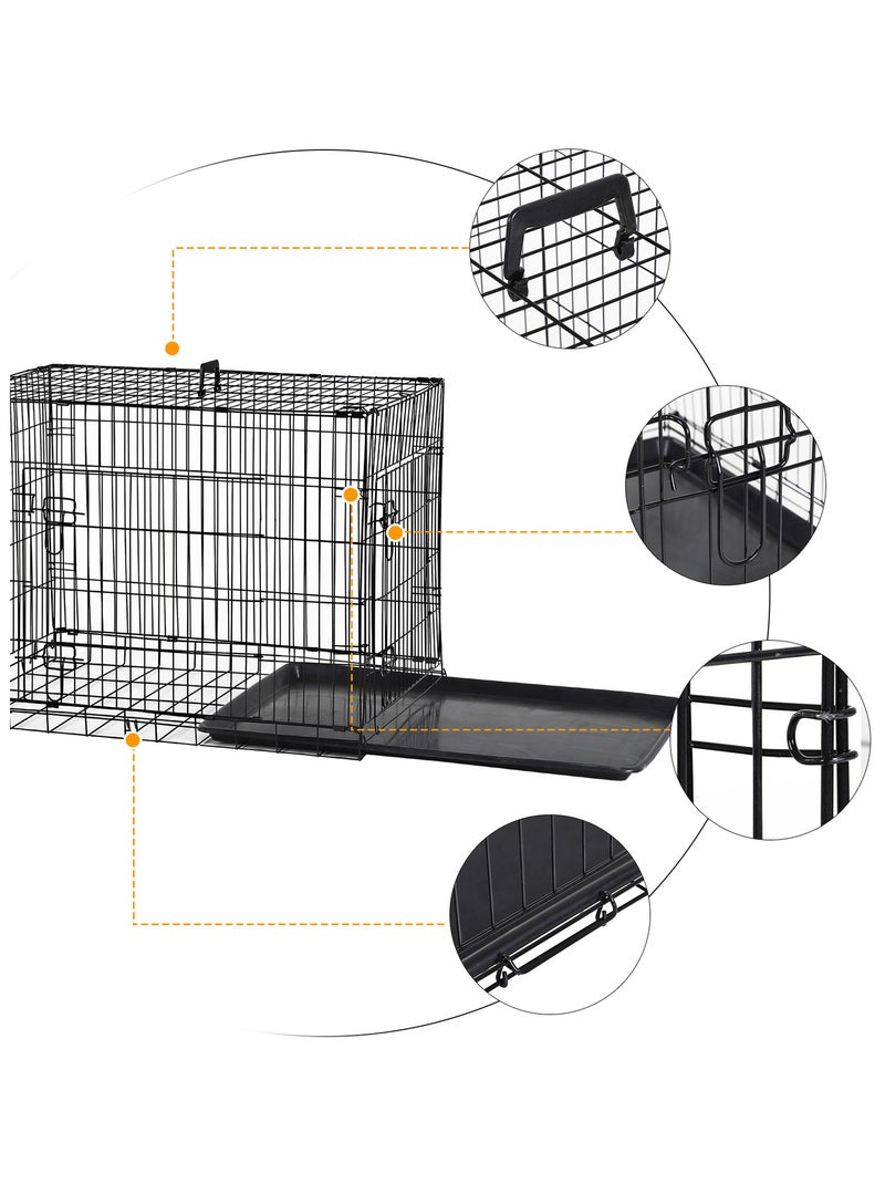 Cage caisse de transport pliante pour chien en métal noir 91 x 61 x 67 cm - Pawhut Noir - Kiabi
