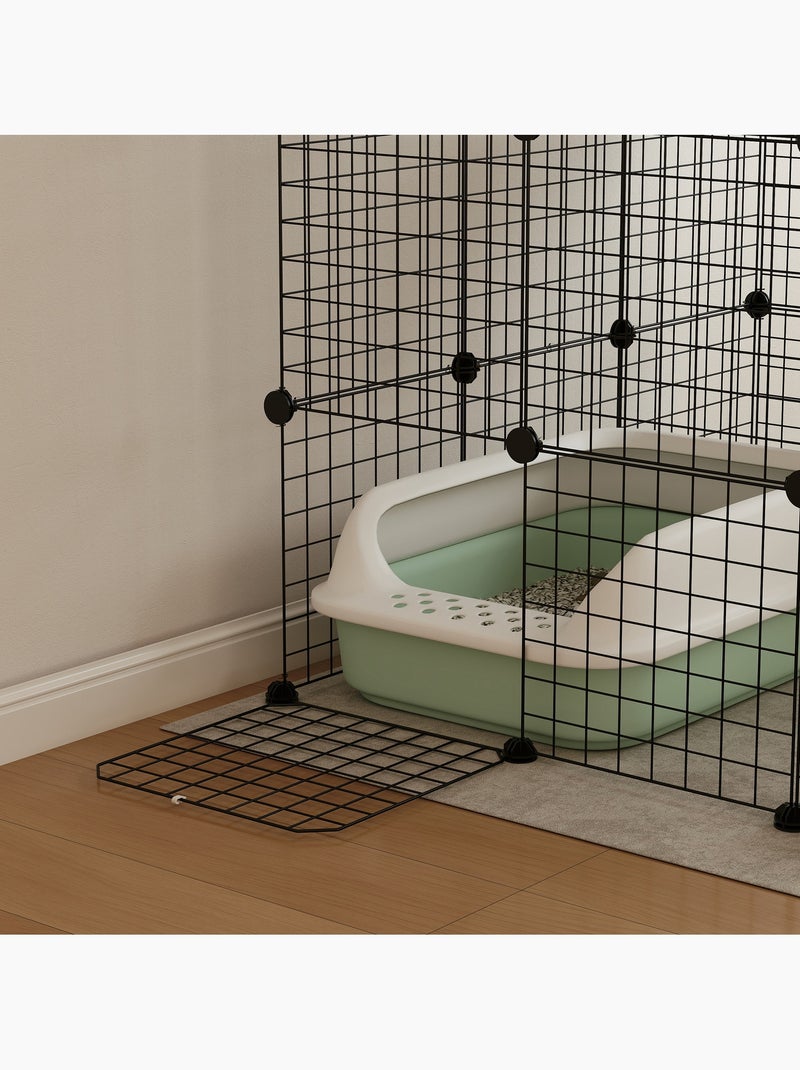 Cage chat intérieur - parc chat 4 niv. 5 portes hamac plateformes rampes - acier noir Noir - Kiabi