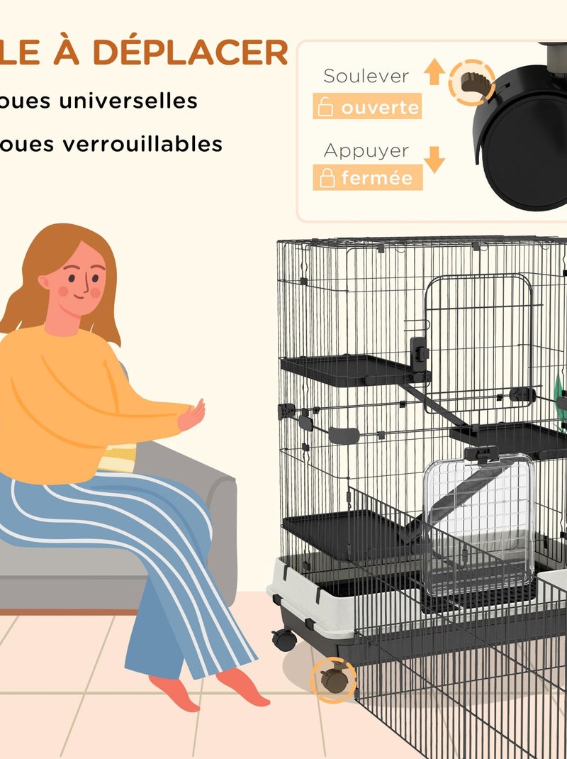 Cage chiens XXL sur roulettes Noir - Kiabi