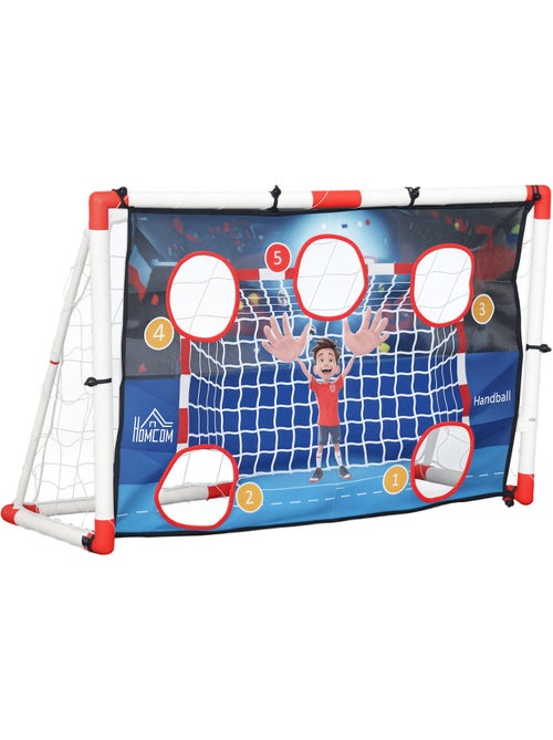 Cage de handball enfant 5 zones cibles - balle, pompe, piquets inclus - blanc rouge - Kiabi Cage de handball enfant 5 zones cibles - balle, pompe, piquets inclus - blanc rouge - Kiabi