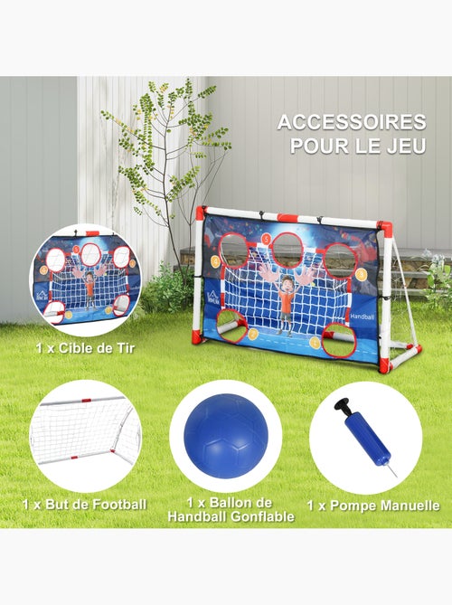 Cage de handball enfant 5 zones cibles - balle, pompe, piquets inclus - blanc rouge - Kiabi Cage de handball enfant 5 zones cibles - balle, pompe, piquets inclus - blanc rouge - Kiabi