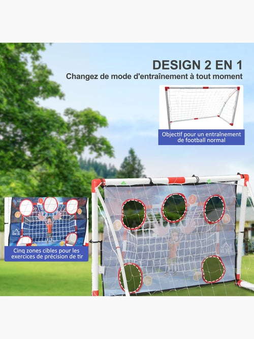 Cage de handball enfant 5 zones cibles - balle, pompe, piquets inclus - blanc rouge - Kiabi Cage de handball enfant 5 zones cibles - balle, pompe, piquets inclus - blanc rouge - Kiabi