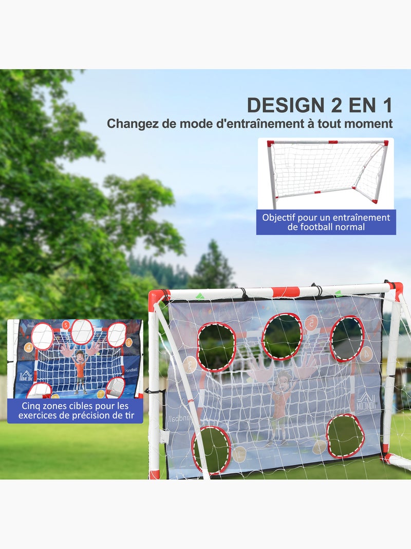 Cage de handball enfant 5 zones cibles - balle, pompe, piquets inclus - blanc rouge Blanc Blanc - Kiabi