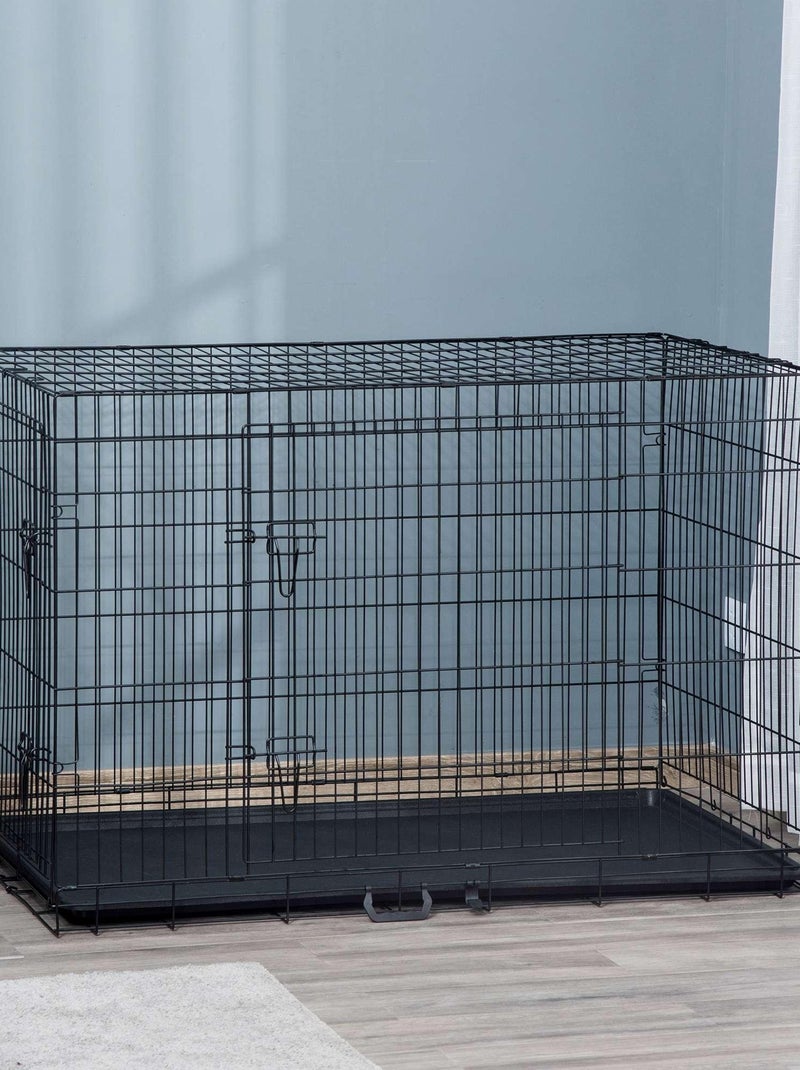 Cage de transport pour chien pliable - dim. 121L x 77l x 82H cm - acier ABS noir Noir - Kiabi