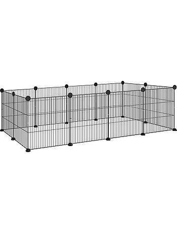 Cage parc enclos animaux domestiques l 140 x l 70 x h 35 cm métal noir