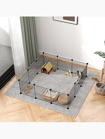 Cage parc enclos animaux domestiques l 140 x l 70 x h 35 cm métal noir