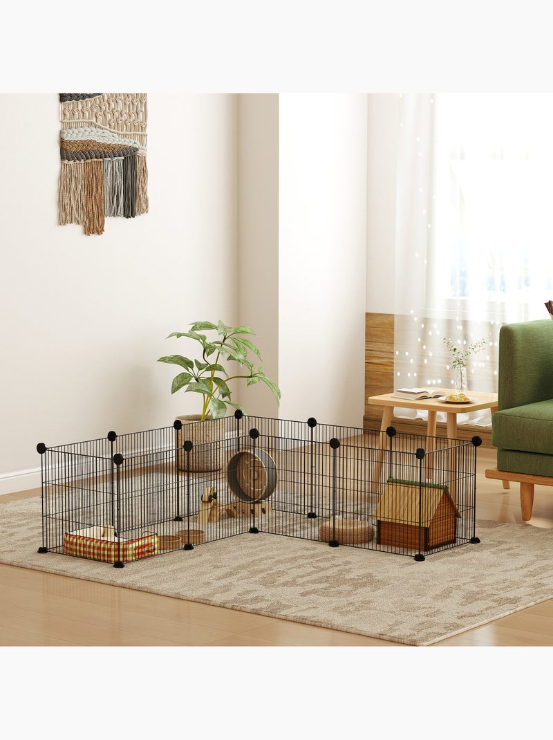 Cage parc enclos animaux domestiques l 140 x l 70 x h 35 cm métal noir Noir - Kiabi