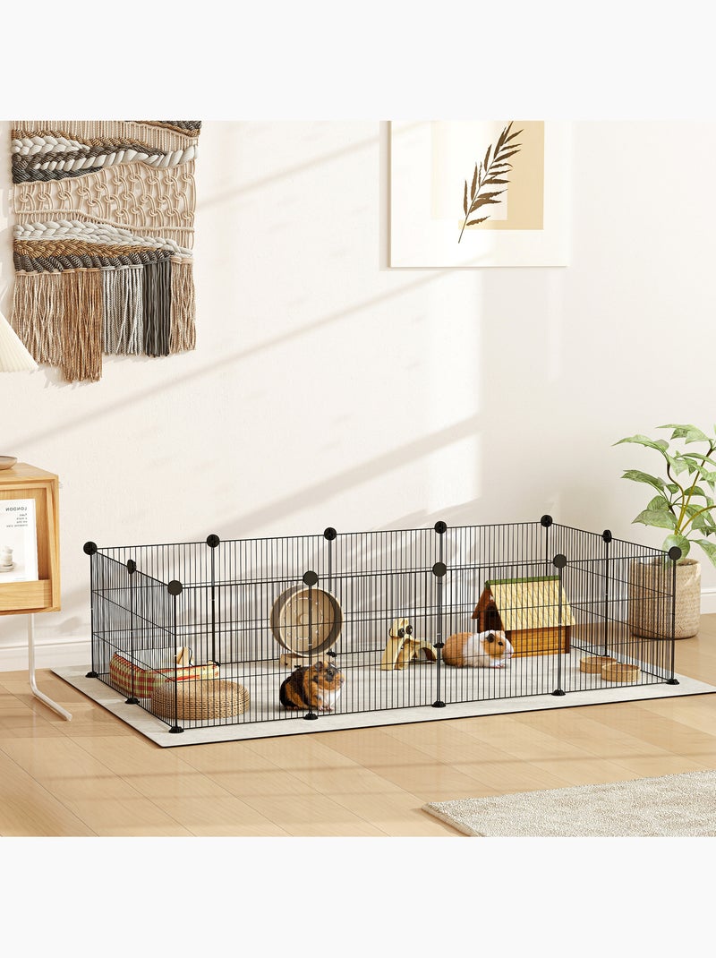 Cage parc enclos animaux domestiques l 140 x l 70 x h 35 cm métal noir Noir - Kiabi