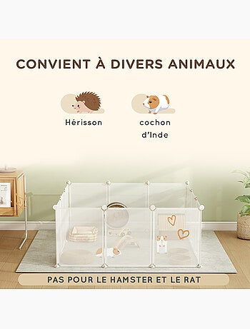 Cage parc enclos modulable petits animaux résine pp opaque