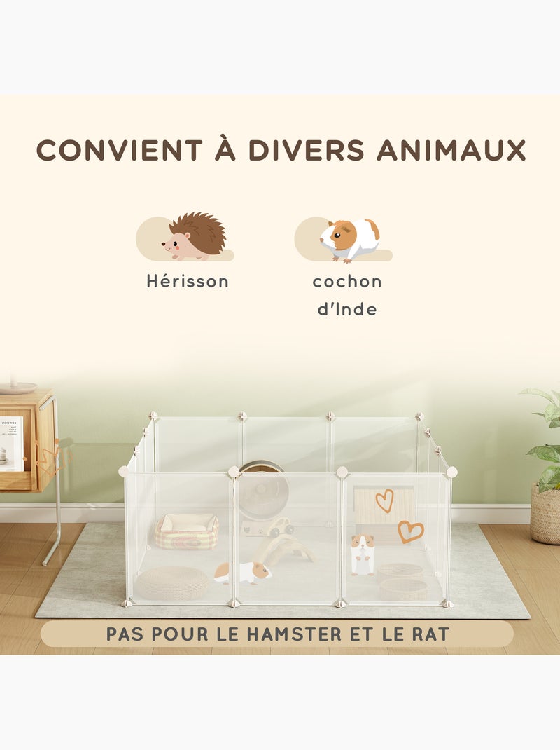 Cage parc enclos modulable petits animaux résine pp opaque Blanc Blanc - Kiabi