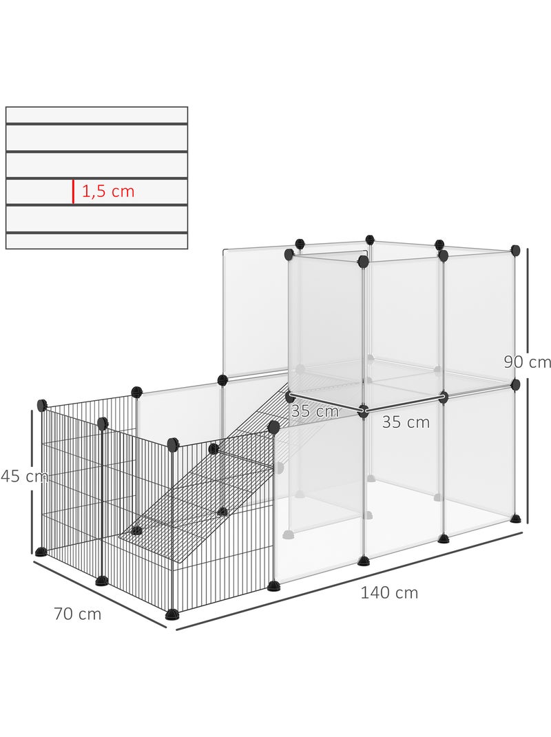 Cage parc enclos modulable rongeurs 2 niveaux métal noir pp transparent Noir - Kiabi