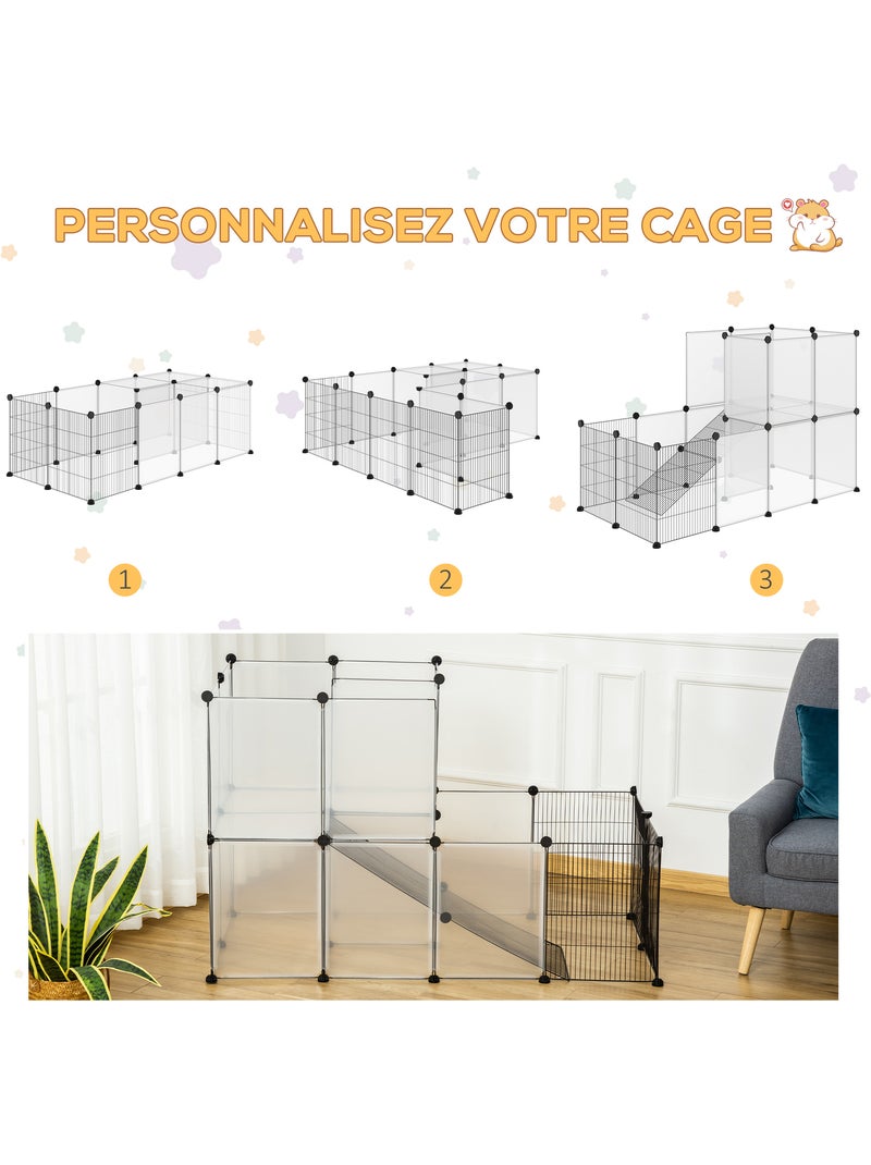 Cage parc enclos modulable rongeurs 2 niveaux métal noir pp transparent Noir - Kiabi